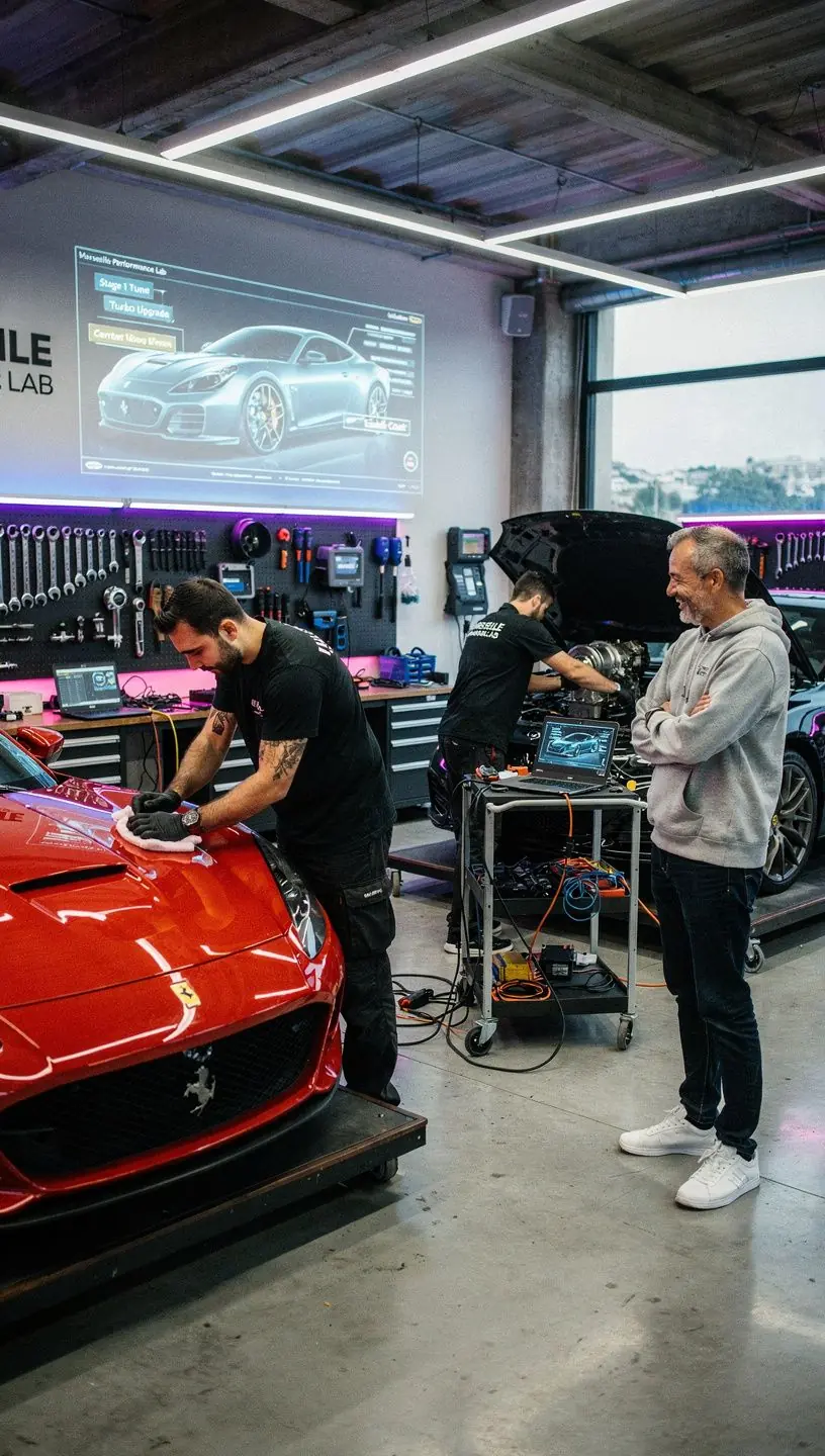 Tableau de bord numérique affichant des données de performance après une optimisation en studio de tuning.